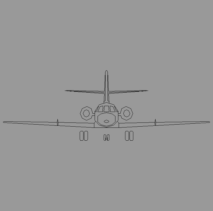 Bloque Autocad Vista de Avión Diseño 05 Bibliot. 2D-3D en Alzado